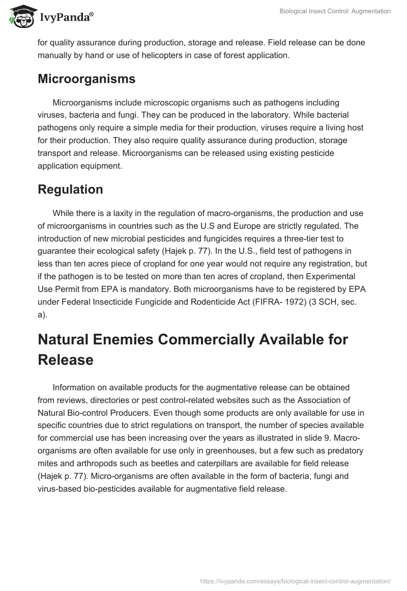 Biological Insect Control: Augmentation. Page 4