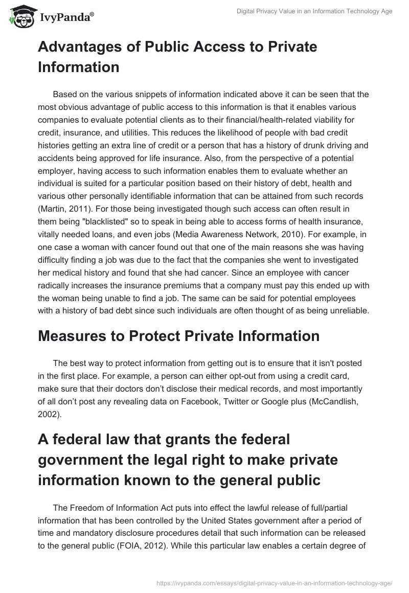 Digital Privacy Value in an Information Technology Age. Page 2
