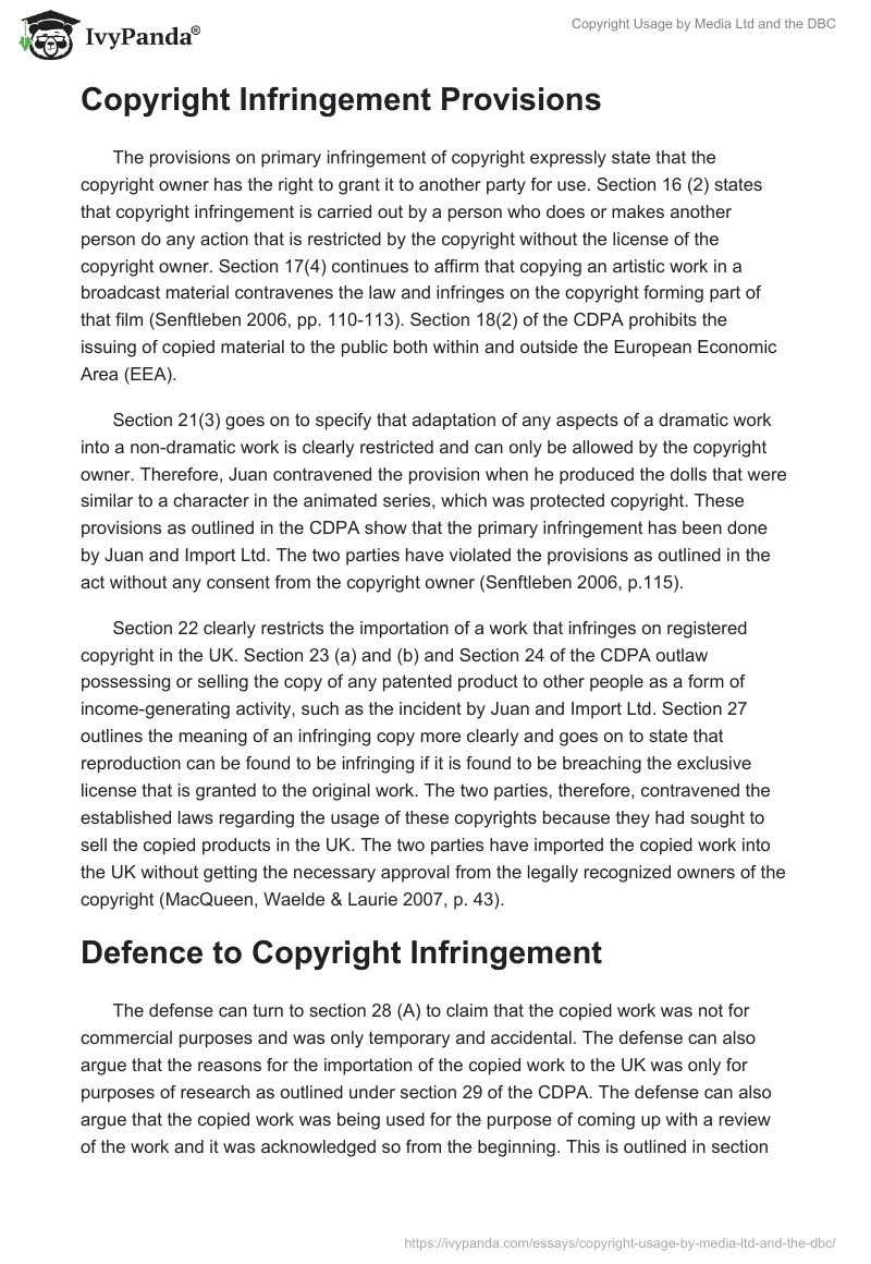 Copyright Usage by Media Ltd and the DBC. Page 4