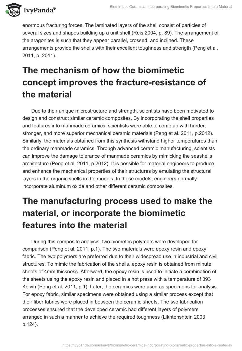 Biomimetic Ceramics: Incorporating Biomimetic Properties Into a Material. Page 2