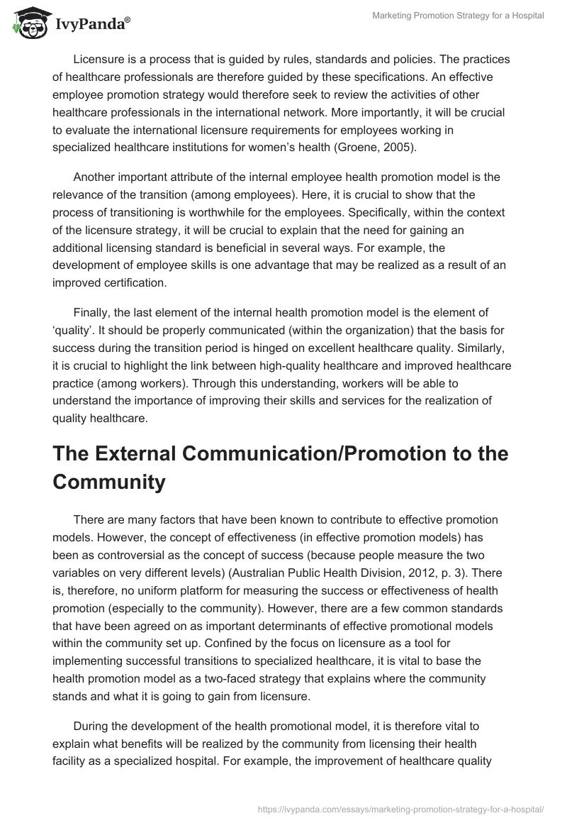 Marketing Promotion Strategy for a Hospital. Page 3