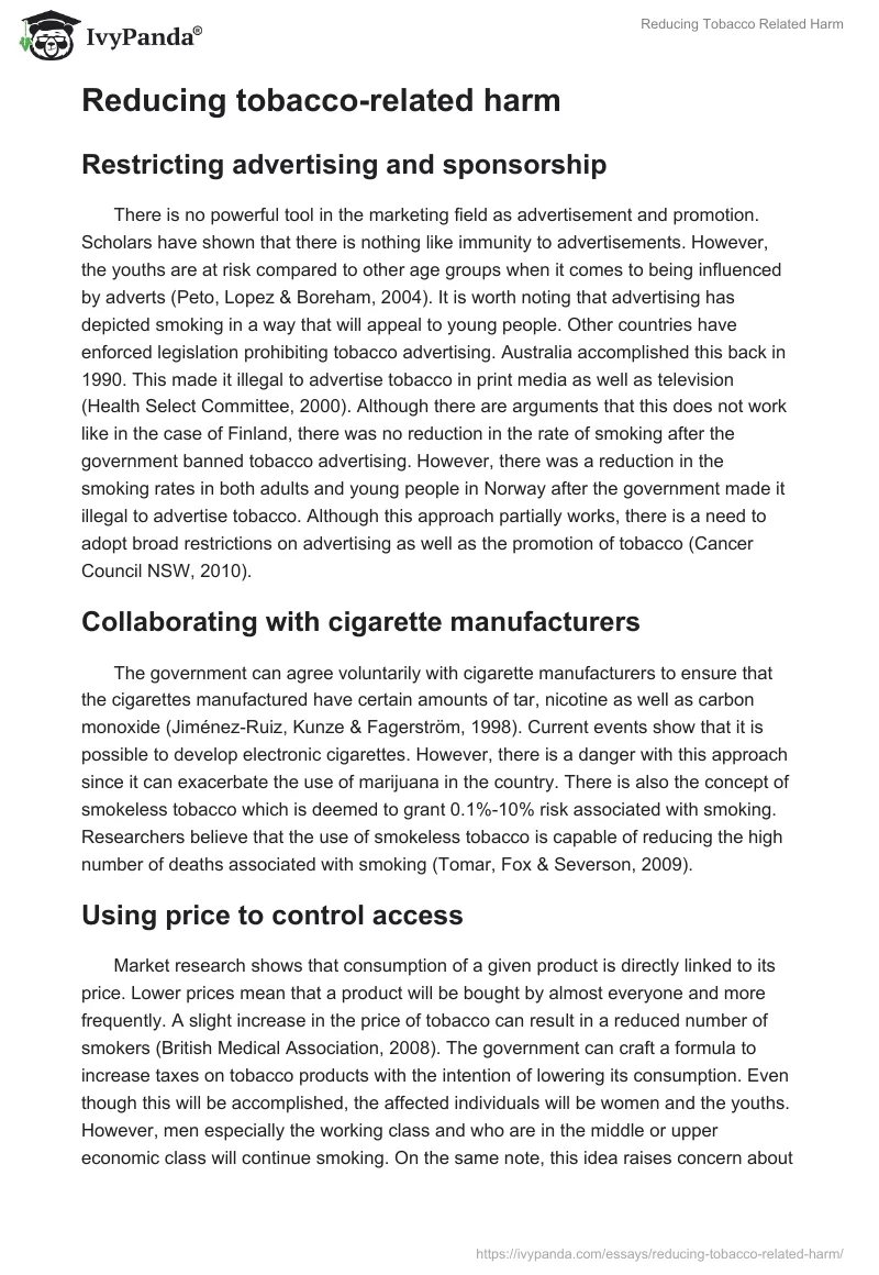 Reducing Tobacco Related Harm. Page 2