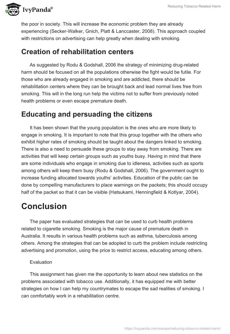 Reducing Tobacco Related Harm. Page 3