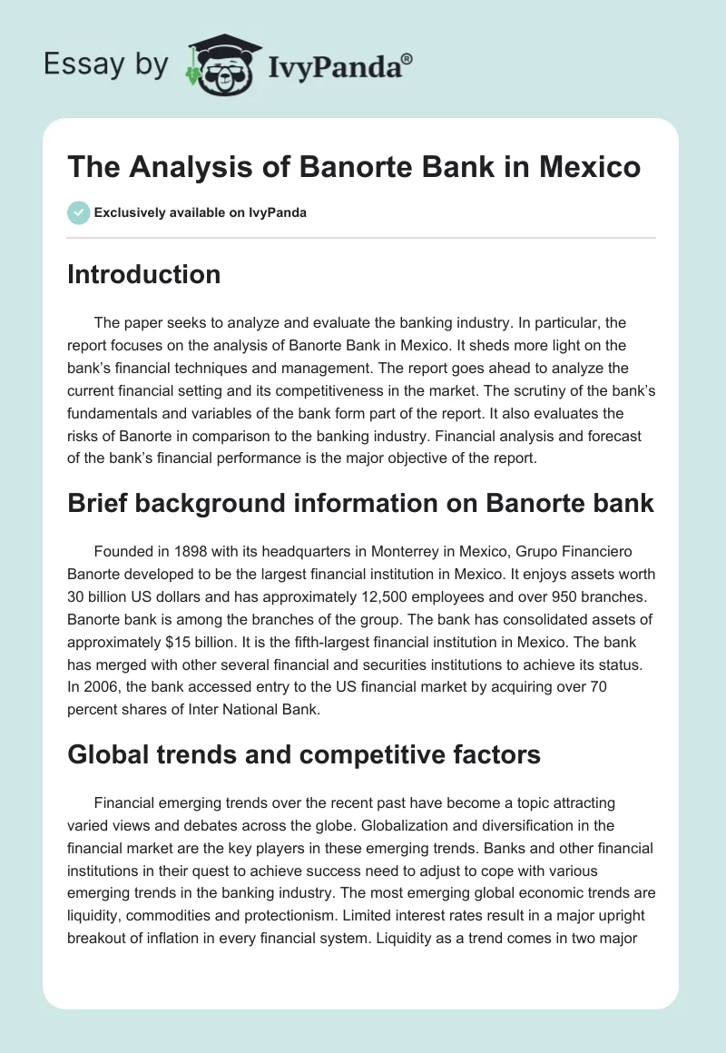 The Analysis of Banorte Bank in Mexico. Page 1