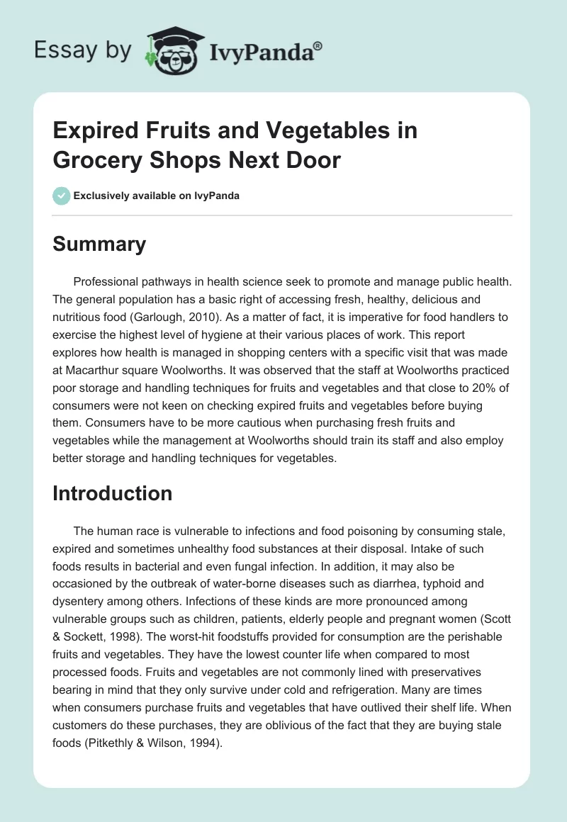 Expired Fruits and Vegetables in Grocery Shops Next Door. Page 1