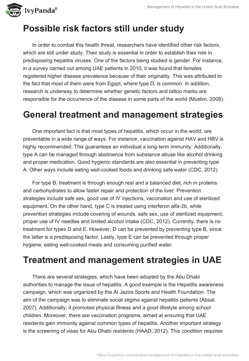 Management of Hepatitis in the United Arab Emirates. Page 5