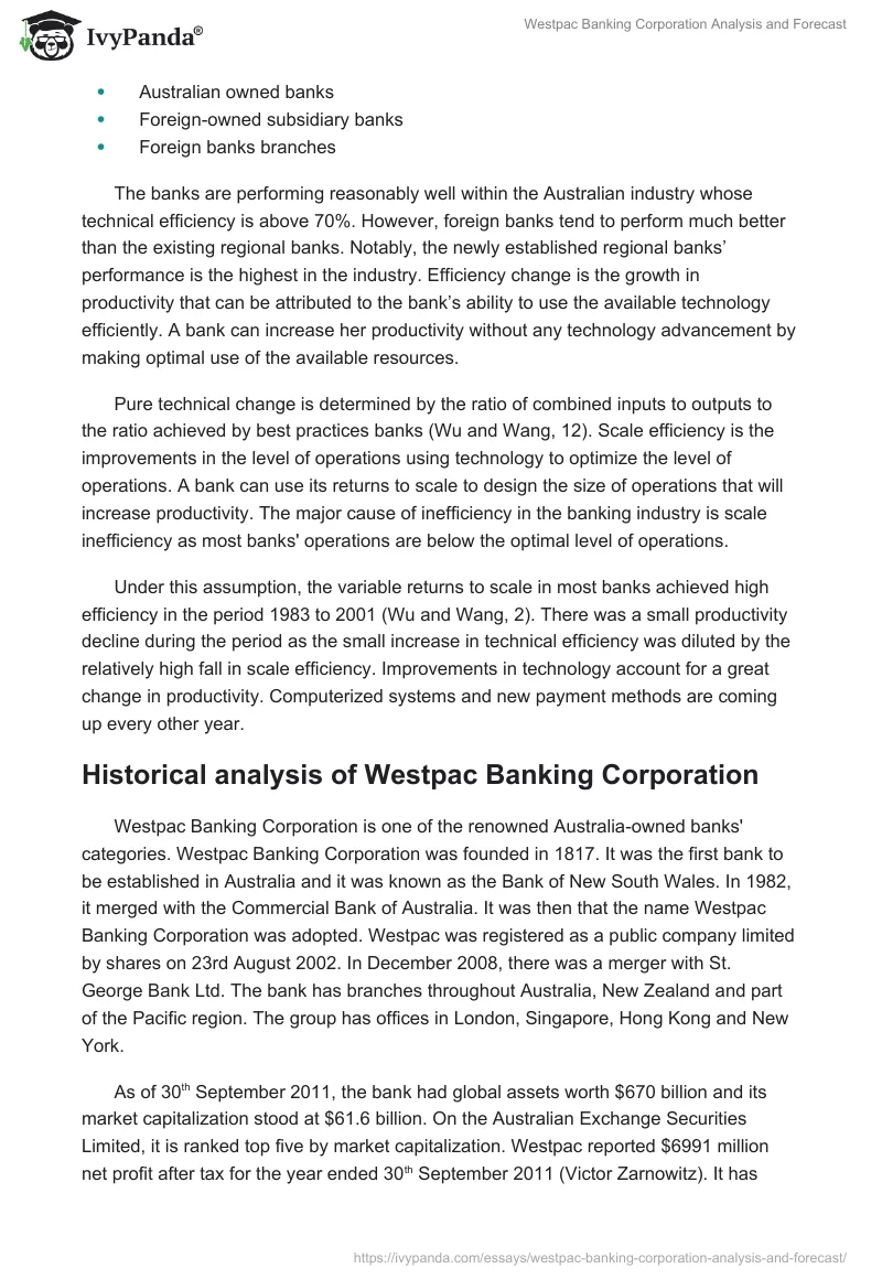 Westpac Banking Corporation Analysis and Forecast. Page 3