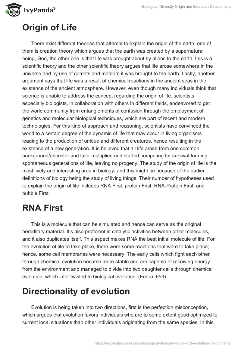 Biological Diversity Origin and Evolution Directionality. Page 2