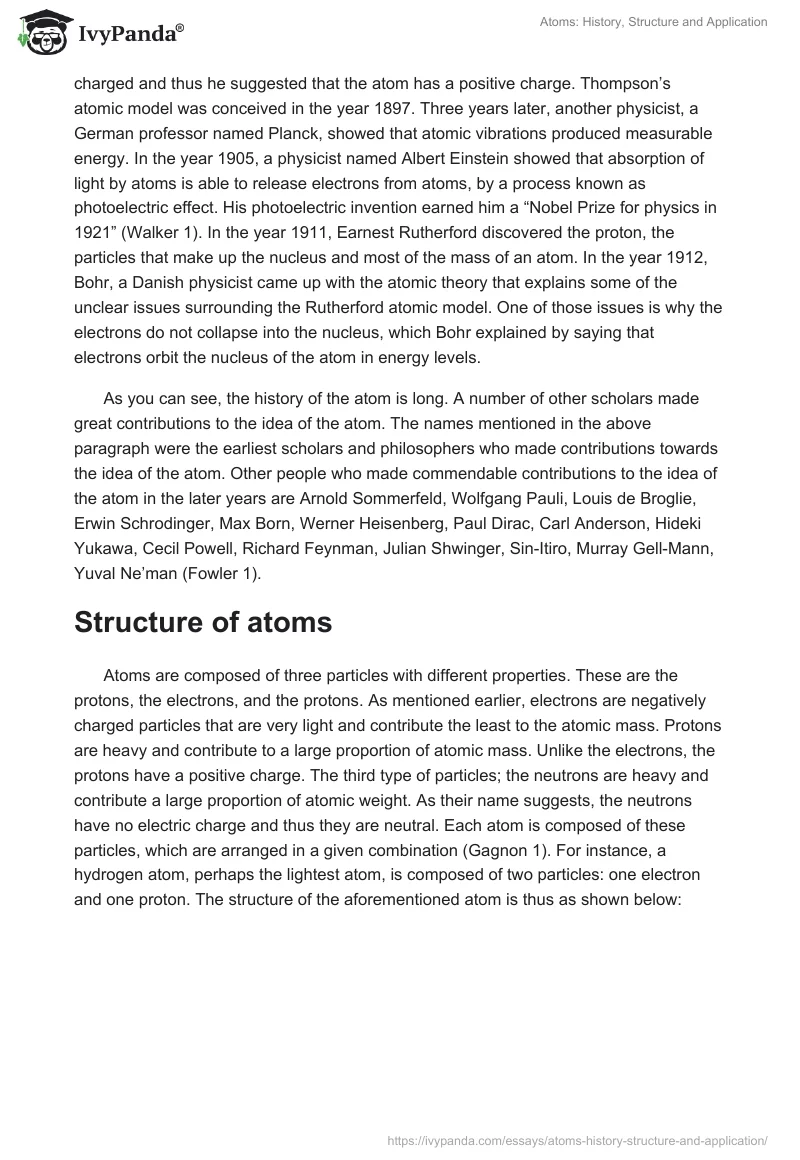 Atoms: History, Structure and Application. Page 2