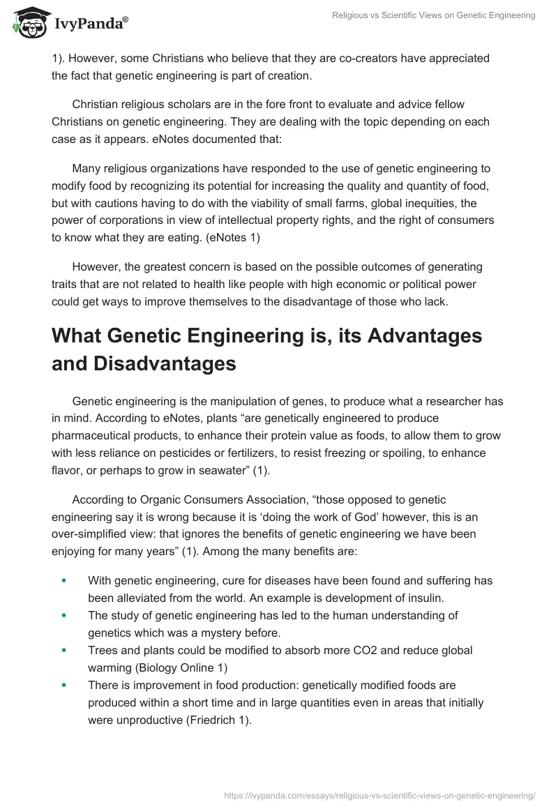 Religious vs Scientific Views on Genetic Engineering. Page 2