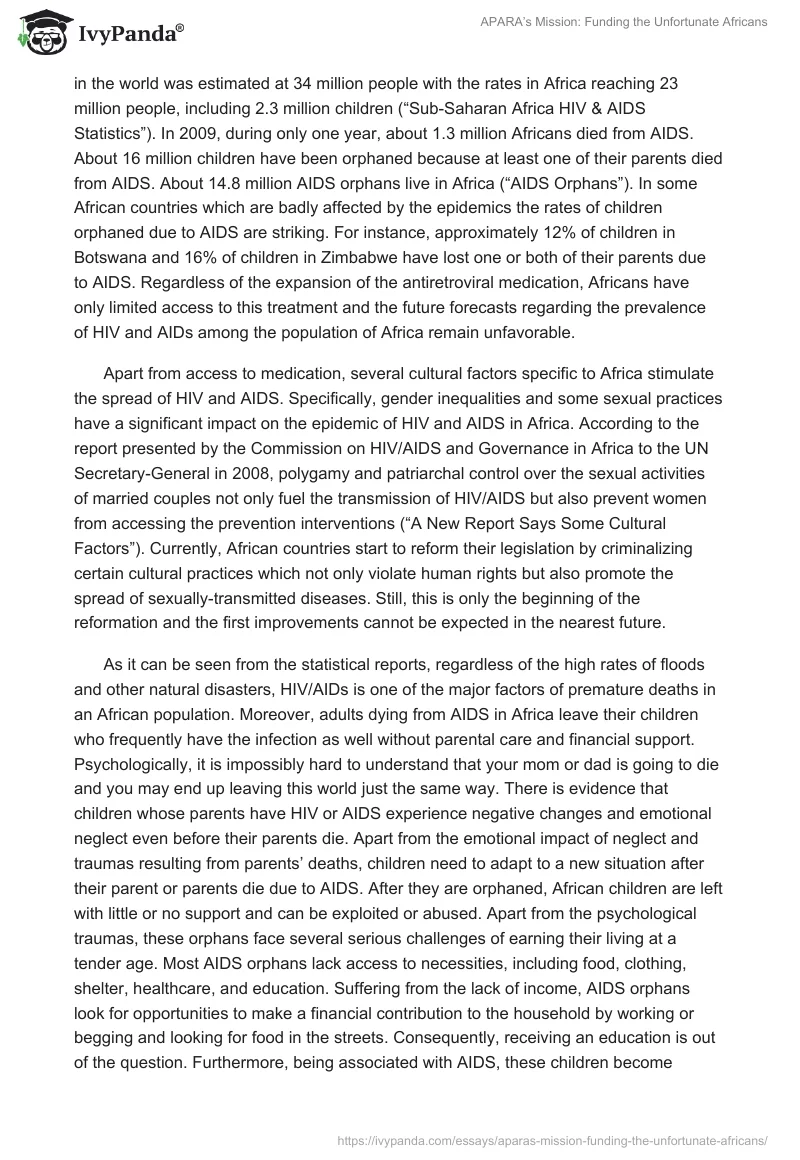 APARA’s Mission: Funding the Unfortunate Africans. Page 2