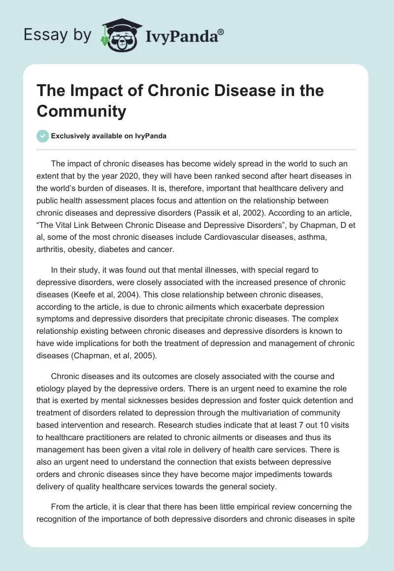 The Impact of Chronic Disease in the Community. Page 1