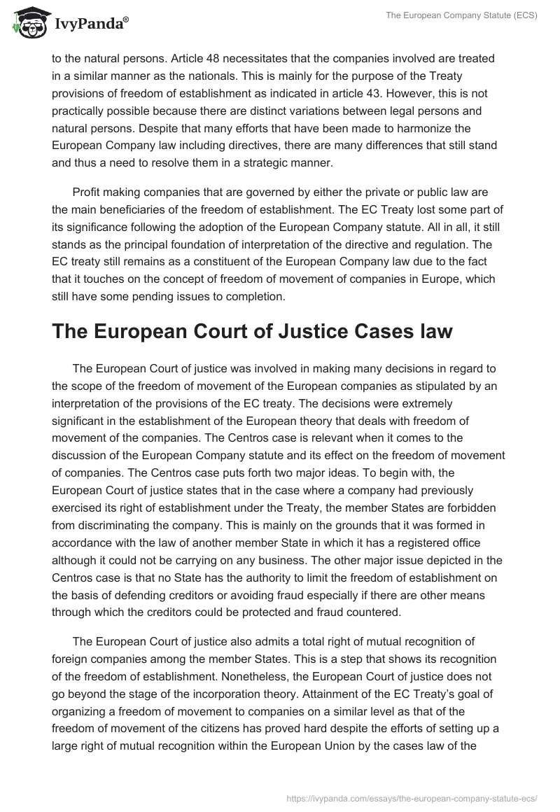 The European Company Statute (ECS). Page 3