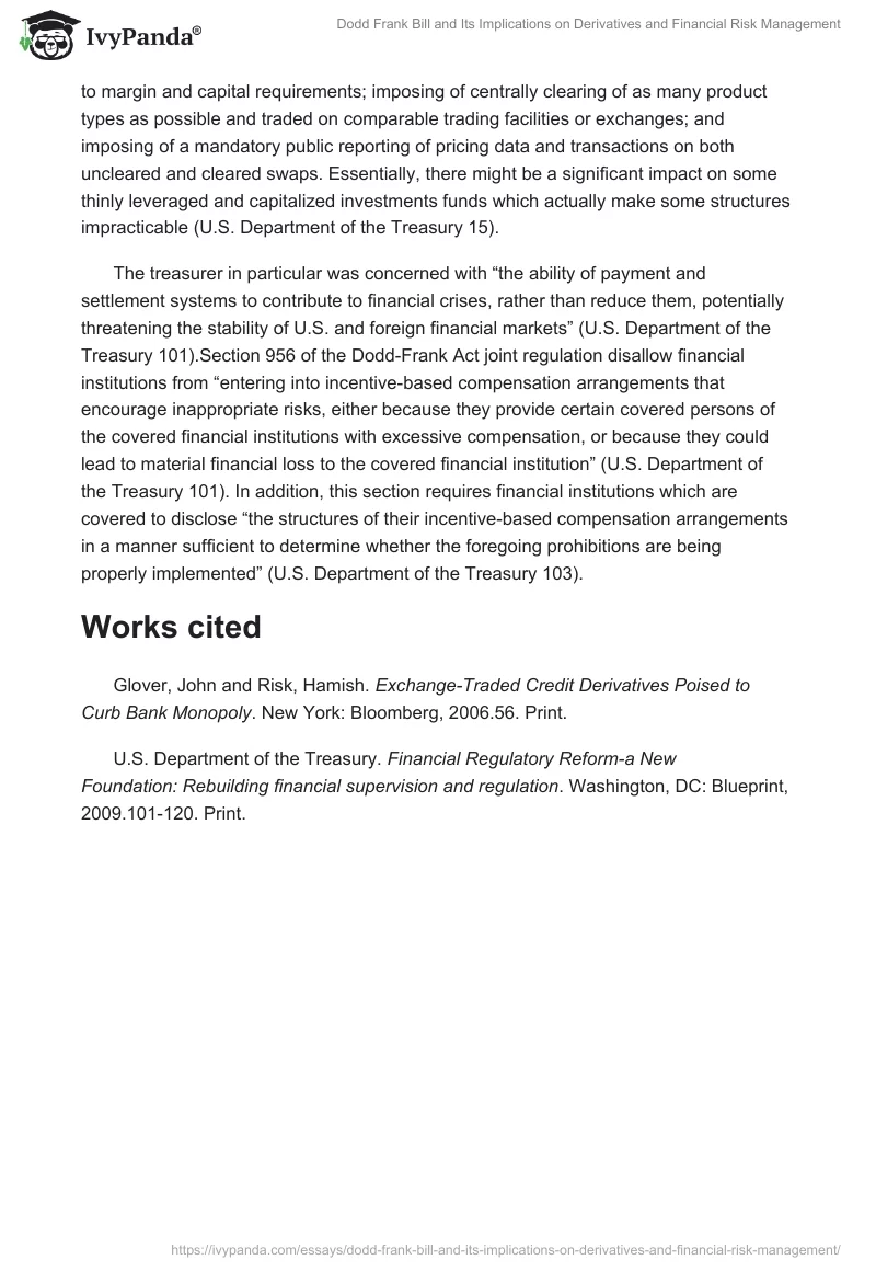 Dodd Frank Bill and Its Implications on Derivatives and Financial Risk Management. Page 2
