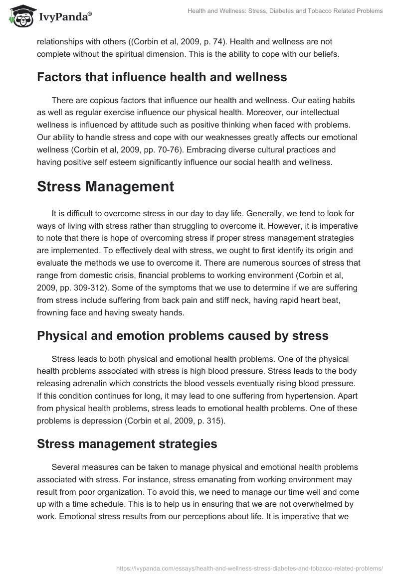 Health and Wellness: Stress, Diabetes and Tobacco Related Problems. Page 2