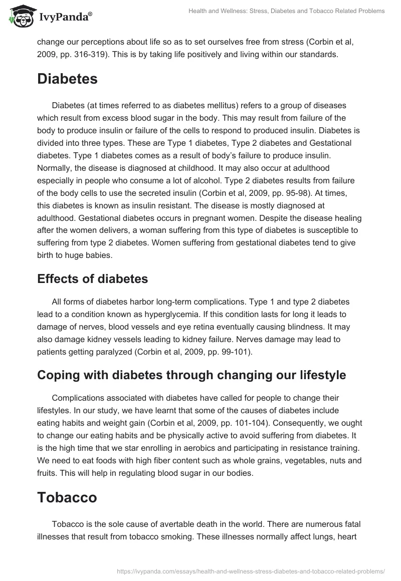 Health and Wellness: Stress, Diabetes and Tobacco Related Problems. Page 3