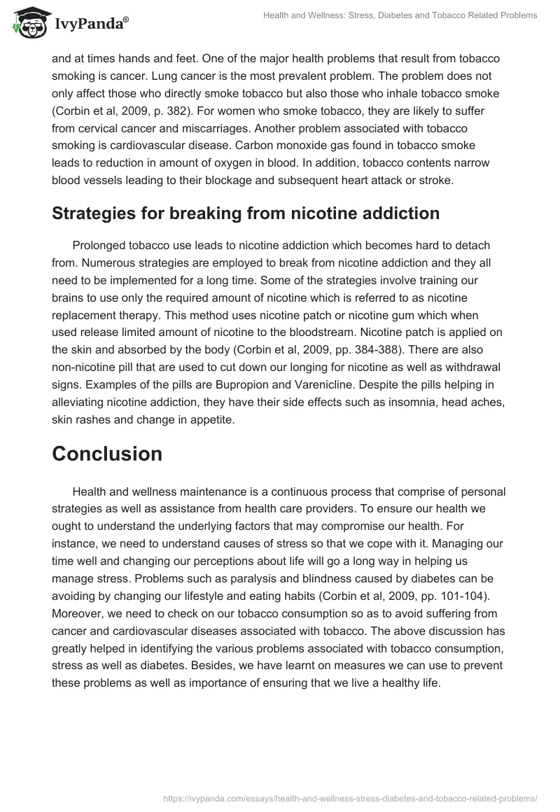 Health and Wellness: Stress, Diabetes and Tobacco Related Problems. Page 4