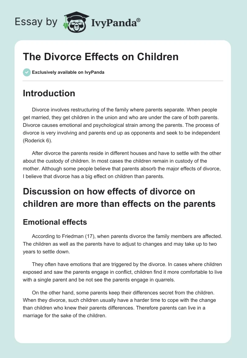 The Divorce Effects on Сhildren. Page 1