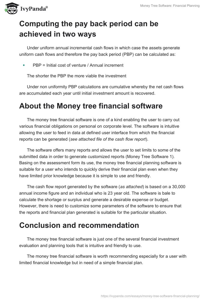 Money Tree Software: Financial Planning. Page 2