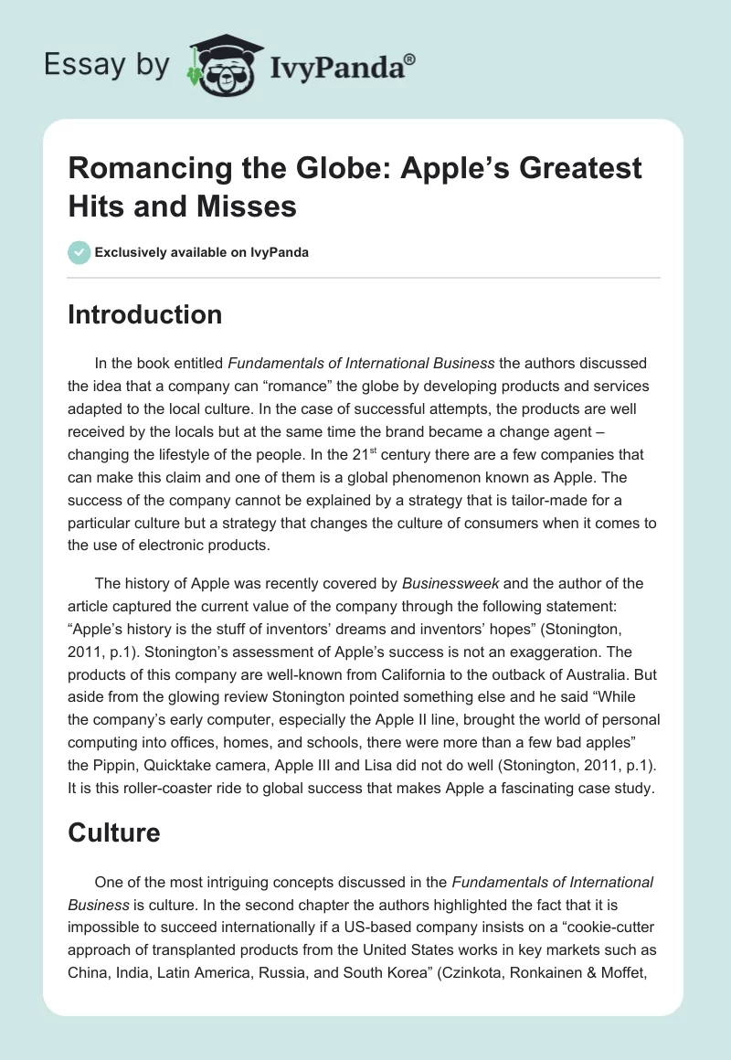 Romancing the Globe: Apple’s Greatest Hits and Misses. Page 1