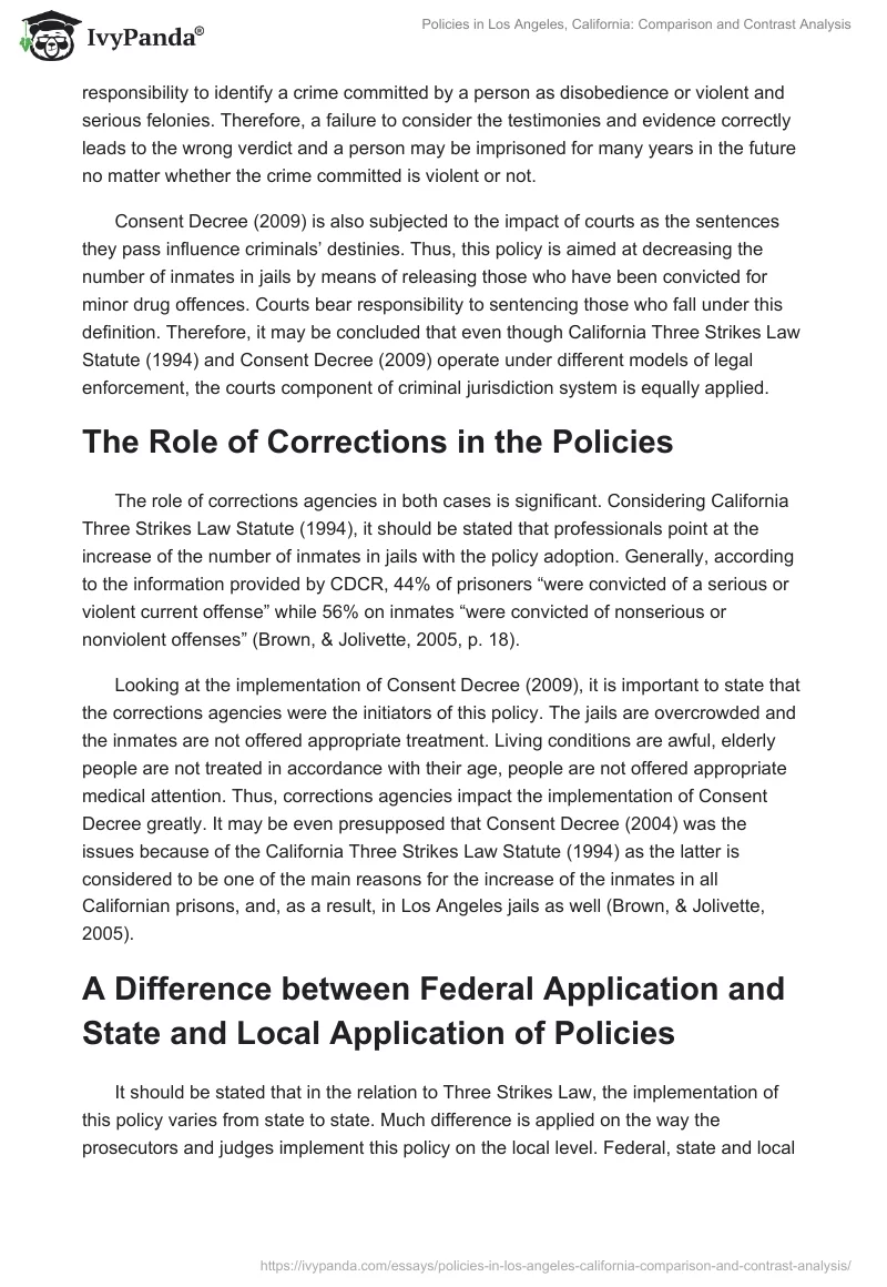 Policies in Los Angeles, California: Comparison and Contrast Analysis. Page 3