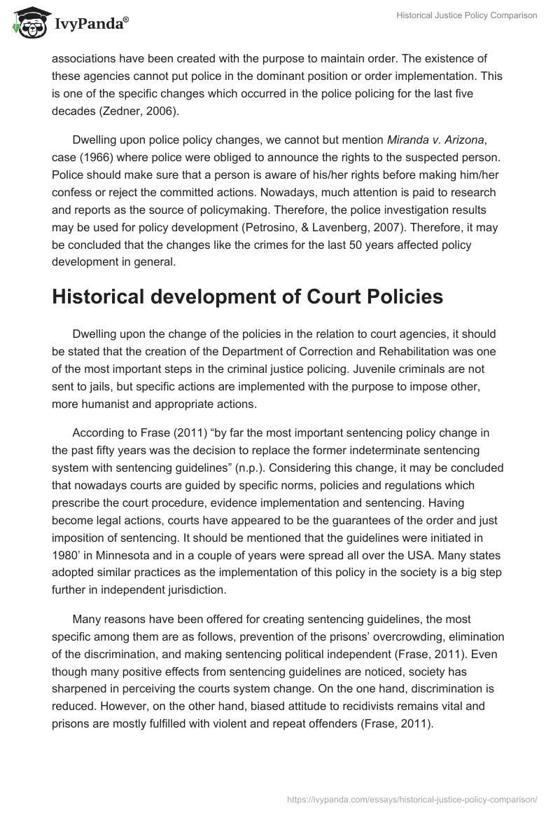 Historical Justice Policy Comparison. Page 2