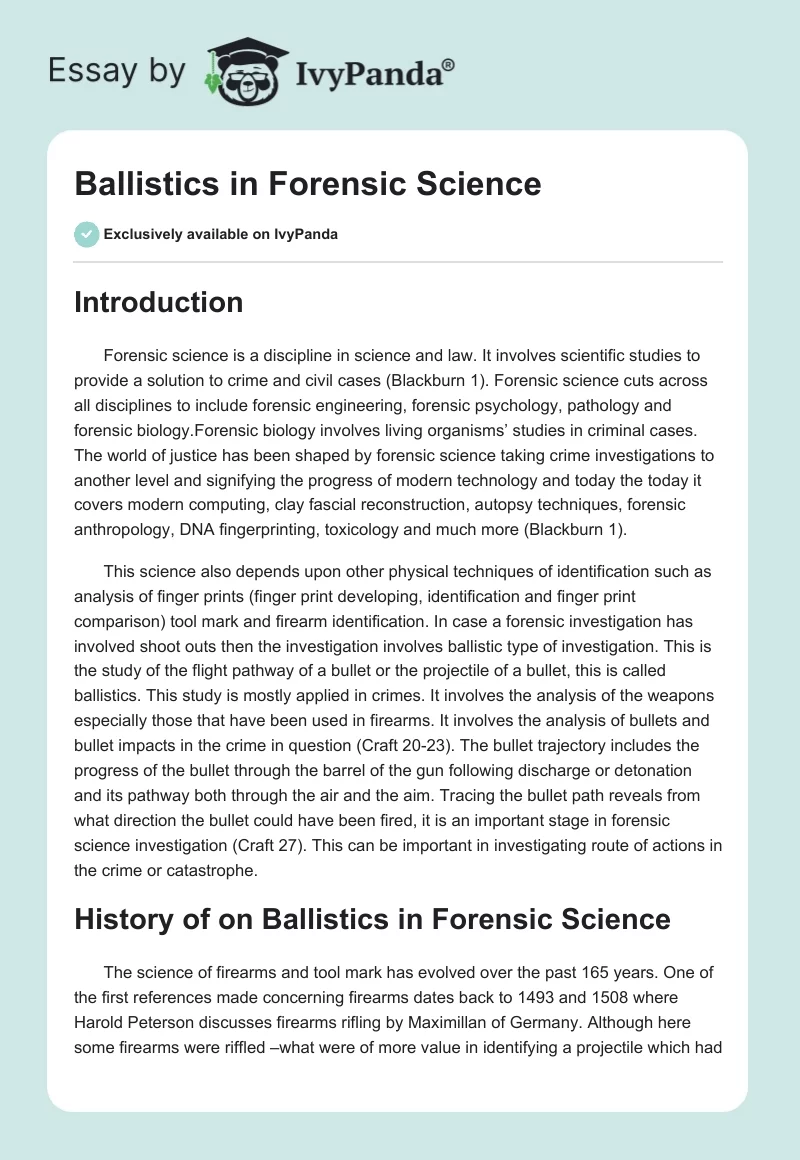 Ballistics in Forensic Science. Page 1