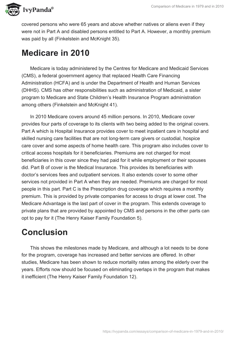 Comparison of Medicare in 1979 and in 2010. Page 2