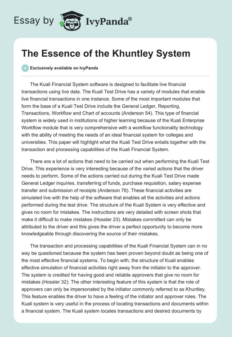 The Essence of the Khuntley System. Page 1