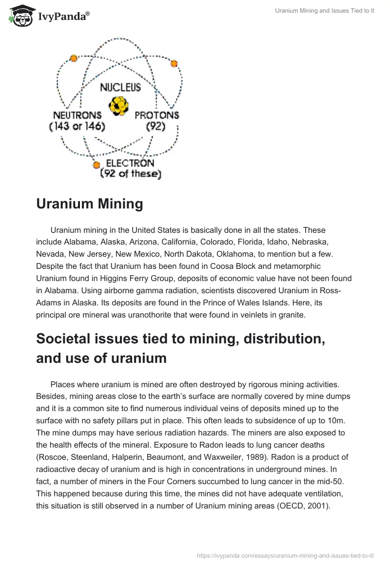 Uranium Mining and Issues Tied to It. Page 2