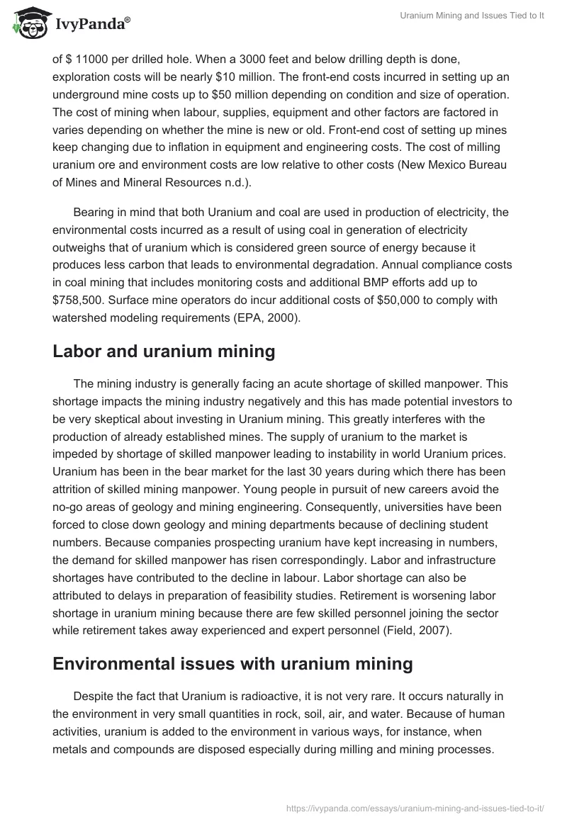 Uranium Mining and Issues Tied to It. Page 4
