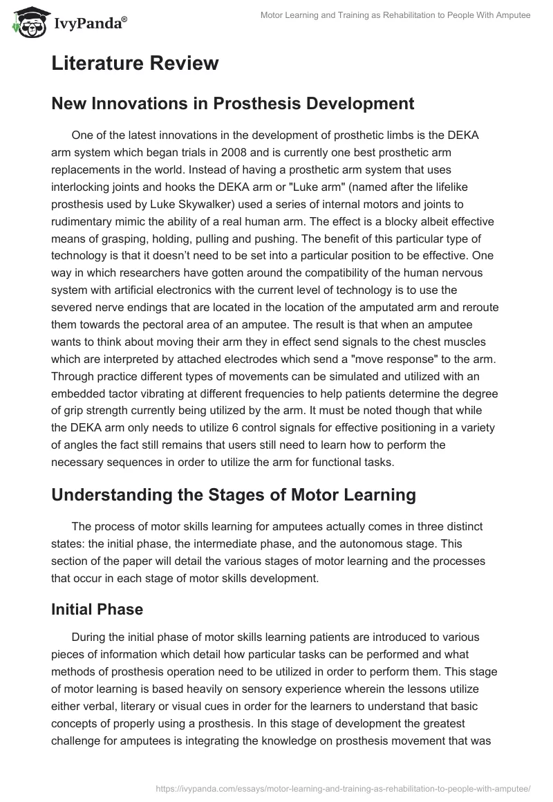 Motor Learning and Training as Rehabilitation to People With Amputee. Page 4
