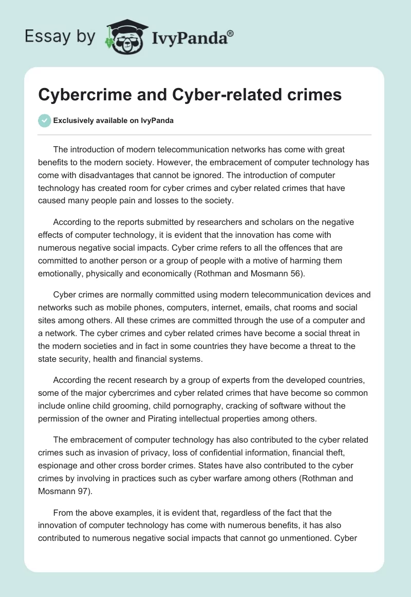 Cybercrime and Cyber-Related Crimes. Page 1
