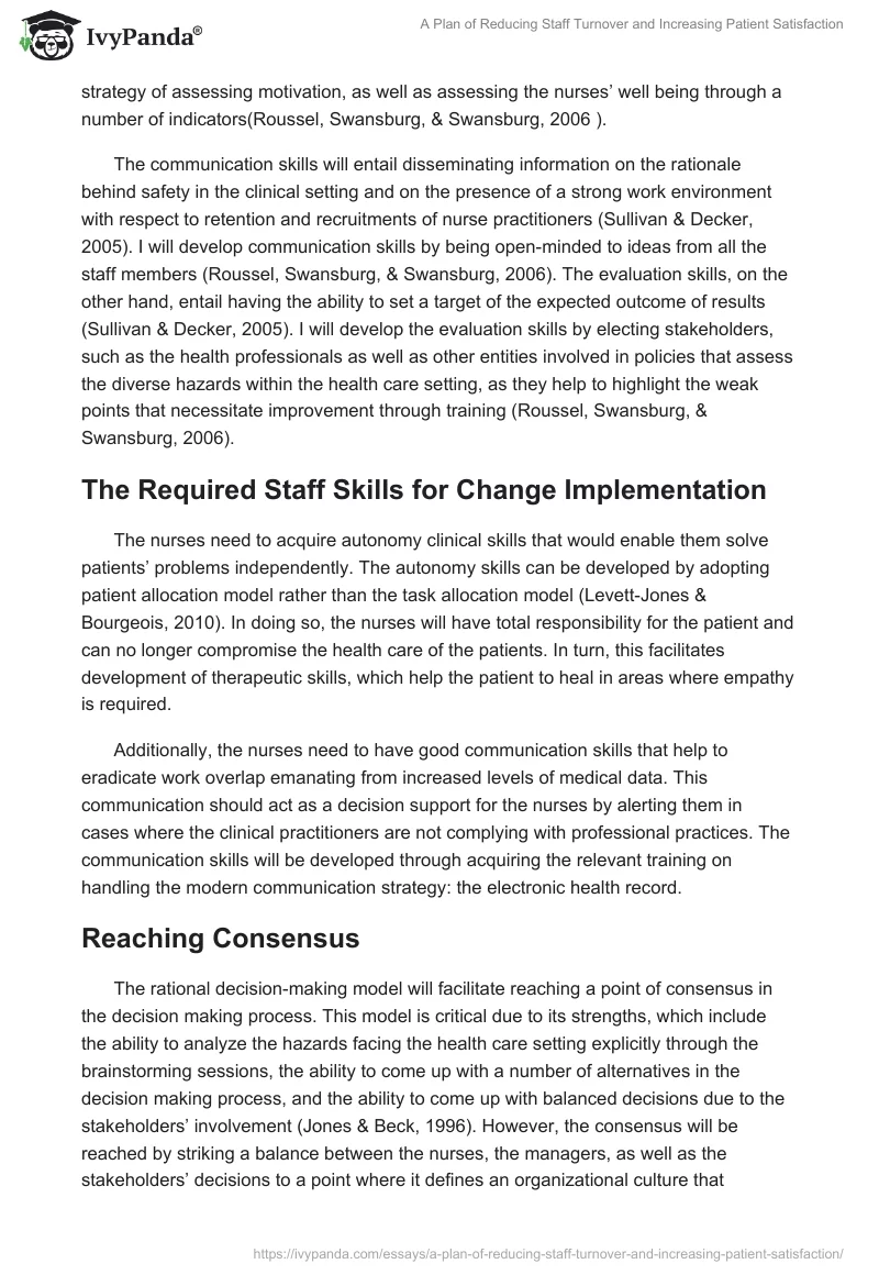 A Plan of Reducing Staff Turnover and Increasing Patient Satisfaction. Page 3