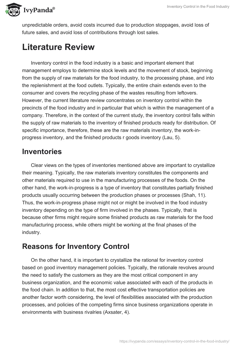 Inventory Control in the Food Industry. Page 3