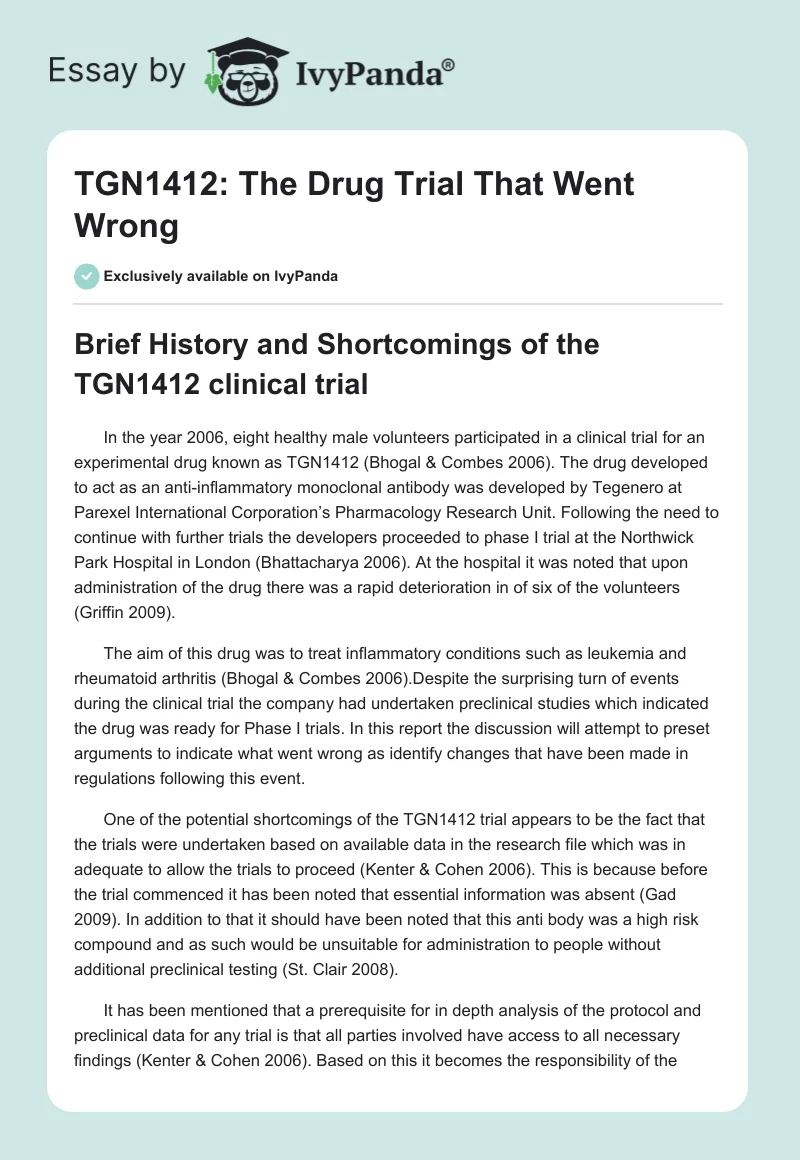 TGN1412: The Drug Trial That Went Wrong. Page 1