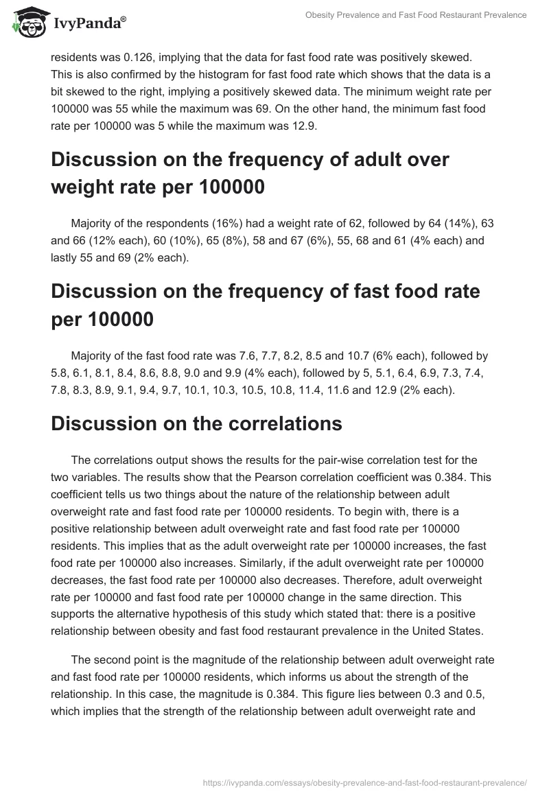 Obesity Prevalence and Fast Food Restaurant Prevalence. Page 4