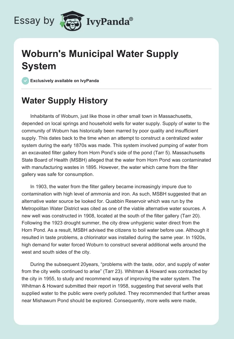 Woburn's Municipal Water Supply System. Page 1