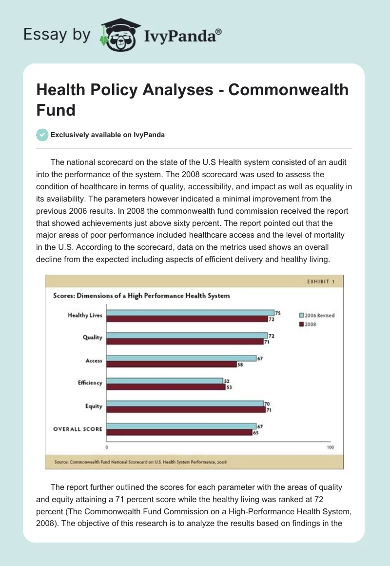 Health Policy Analyses - Commonwealth Fund. Page 1