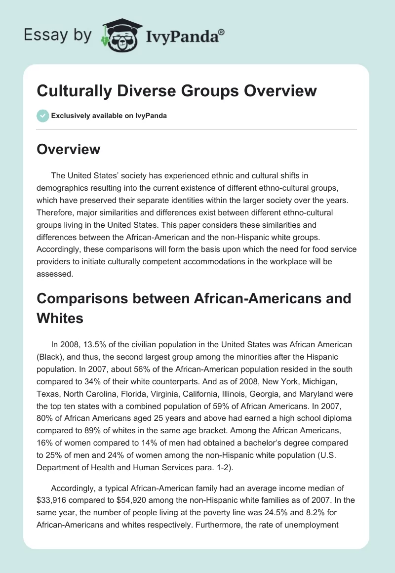 Culturally Diverse Groups Overview. Page 1