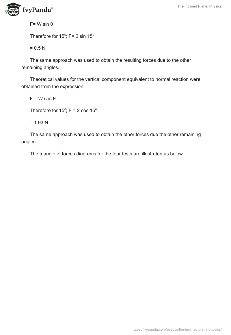 The Inclined Plane: Physics. Page 5