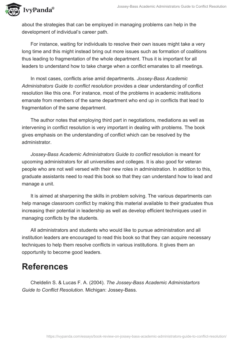 Jossey-Bass Academic Administrators Guide to Conflict Resolution. Page 2
