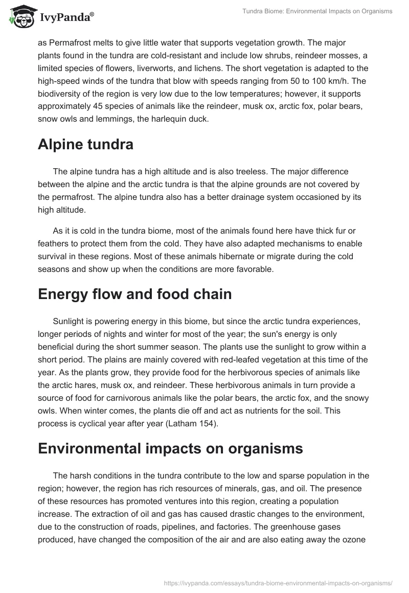 Tundra Biome: Environmental Impacts on Organisms. Page 2