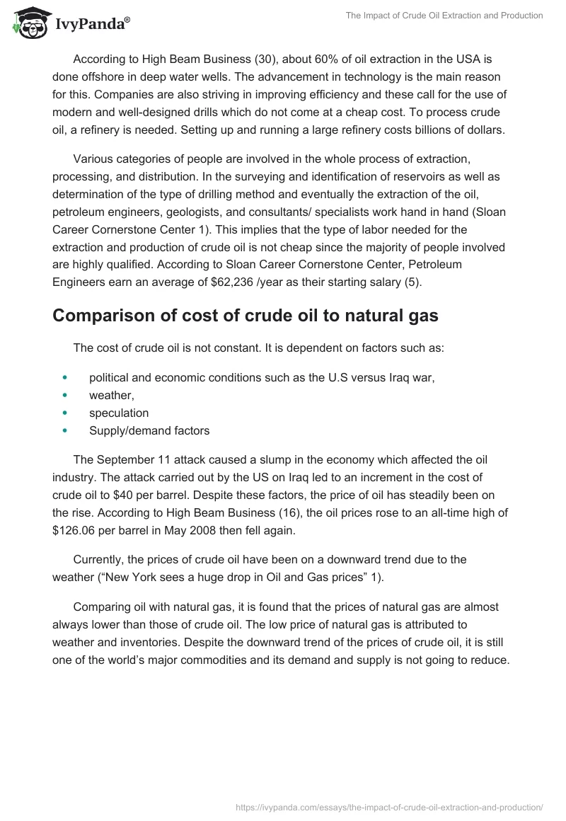 The Impact of Crude Oil Extraction and Production. Page 4