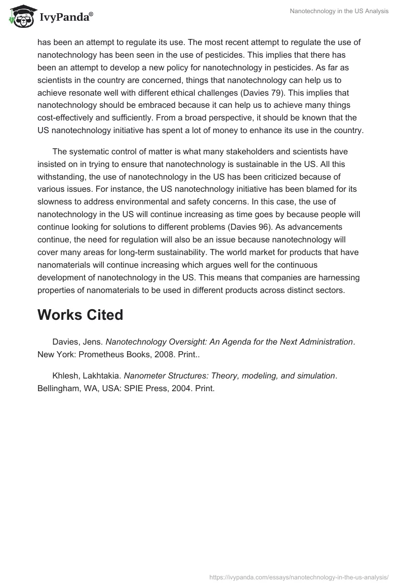 Nanotechnology in the US Analysis. Page 3