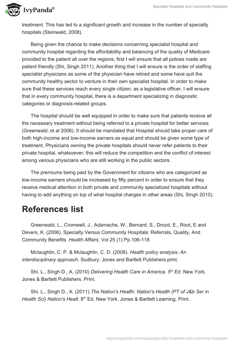 Specialty Hospitals and Community Hospitals. Page 3