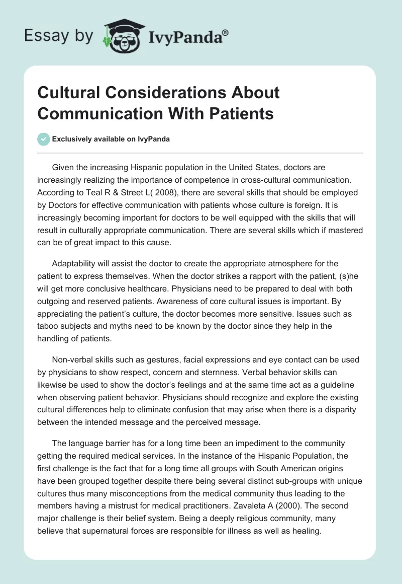 Cultural Considerations About Communication With Patients. Page 1