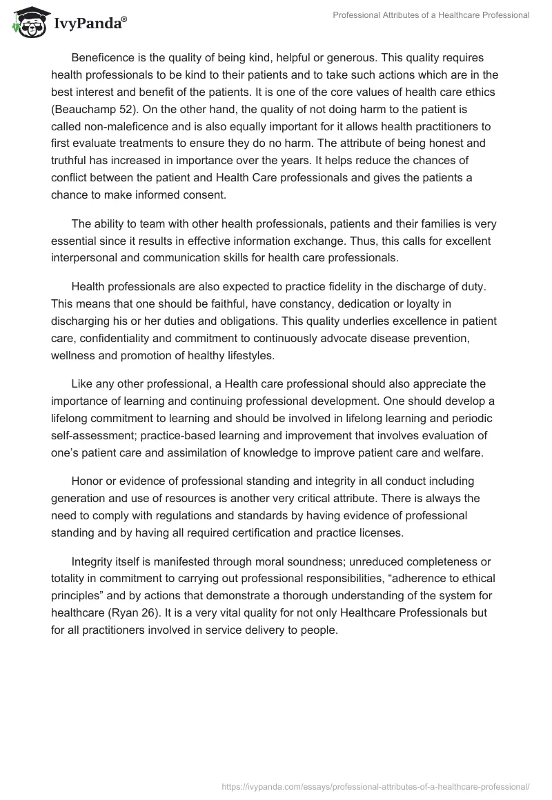 Professional Attributes of a Healthcare Professional. Page 2