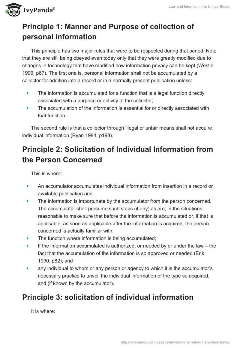Law and Internet in the United States. Page 2