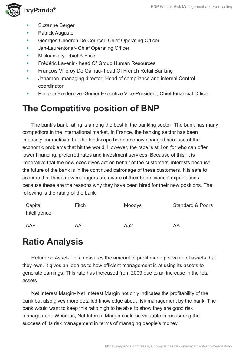 BNP Paribas Risk Management and Forecasting. Page 4